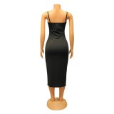 Sexy Sling Diamonds Split Dress