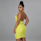 Women Sleeveless Button Stand Collar Mini Dress
