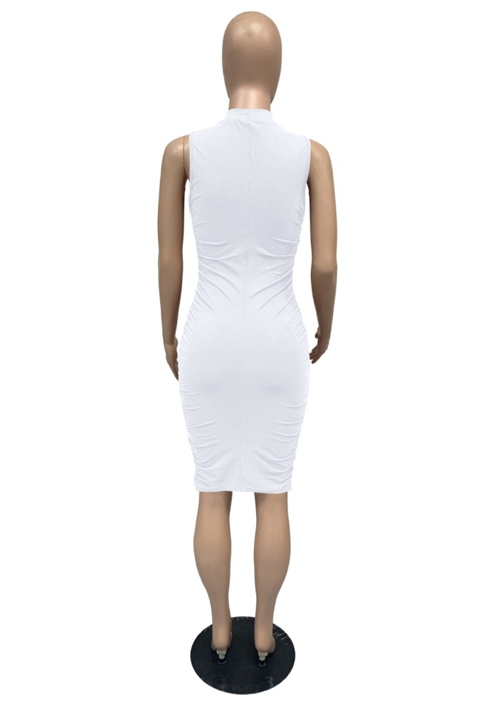 O-neck Pleated Slim Dress