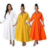 Women Casual Middle Sleeved Shirt Dress