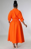 Women Casual Middle Sleeved Shirt Dress