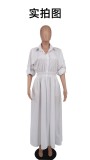 Women Casual Middle Sleeved Shirt Dress