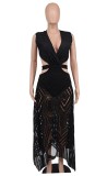 V-neck Hollow Our Casual Dress