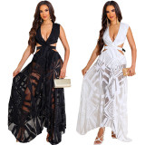 V-neck Hollow Our Casual Dress