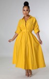 Women Casual Middle Sleeved Shirt Dress