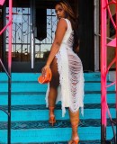 Open Lace Up Tassel Beach Dress