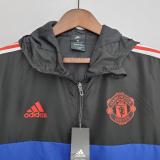 22/23  Man United Black and Blue Windbreaker  With Cap Thai Quality
