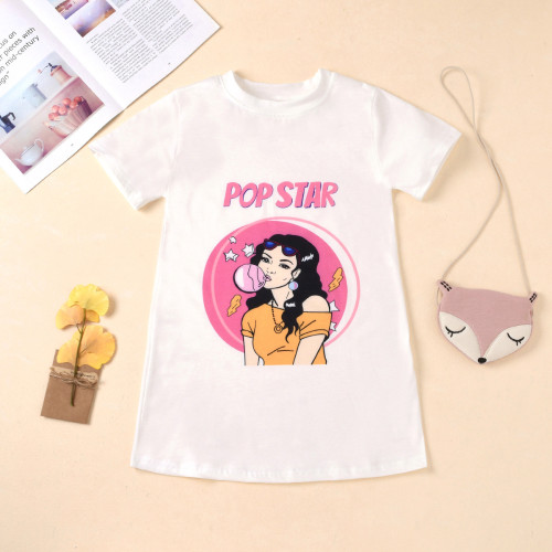 Boutique Children's Kids clothing Graphic Print Summer Classic Little Girls Tops T-shirt