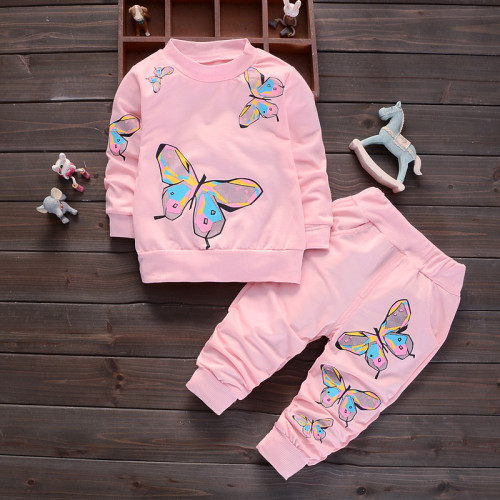 Fashion New Hot Selling Support Customized Cartoon Animal Long Sleeve Set Toddler Girl 2 Piece Suit Kids Girl Clothing Set