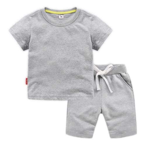 2022 Summer Solid Color Cotton Shorts And T Shirt Kids Clothing Sets