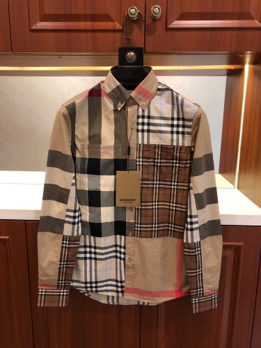 B*urberry  Early fall 2022 Patchwork checkered official long-sleeve shirt
