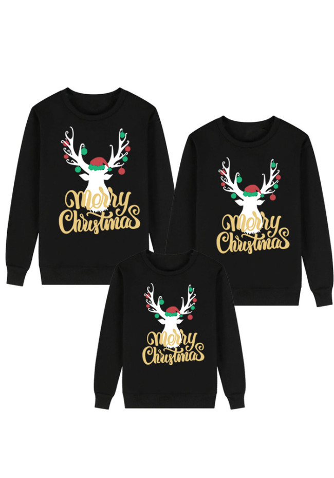Family Matching Outfits Merry Christmas Shirt Black - Kids
