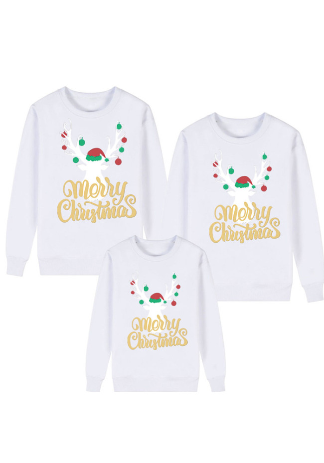 Family Matching Outfits Merry Christmas Shirt White - Kids