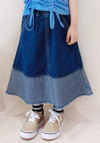 Mommy and Me Clothes Blue Denim Patchwork Long Skirt - Girl