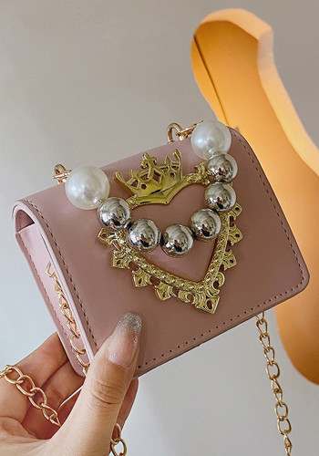 Women Fashion Pink Beaded Mini Handheld Diagonal Lipstick Bag Coins Shoulder Bag