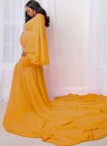 Spring/Autumn Yellow Wide Sleeve Photography Maternity Gown