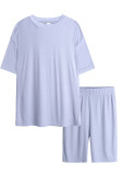 Mommy And Me Clothes Summer Casual Blue Two Piece Shorts Pajama Set