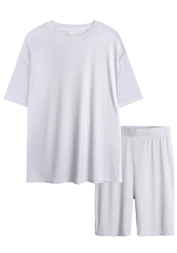 Mommy And Me Clothes Summer Casual Grey Two Piece Shorts Pajama Set