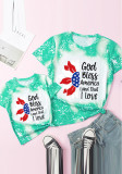 Mommy And Me Clothes Summer Casual Printed Stitching Crew Neck Family Matching Shirt