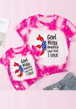 Mommy And Me Clothes Summer Casual Printed Stitching Crew Neck Family Matching Shirt
