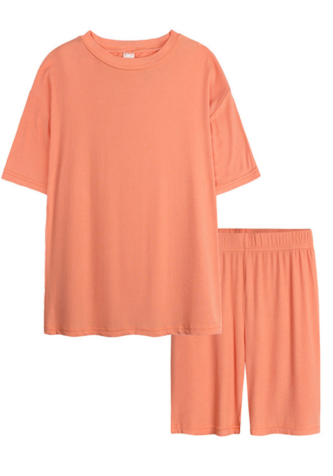 Mommy And Me Clothes Summer Casual Orange Two Piece Shorts Pajama Set