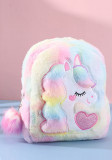 Kids Girl Tie-dye Plush Cute Cartoon Large-capacity Backpack