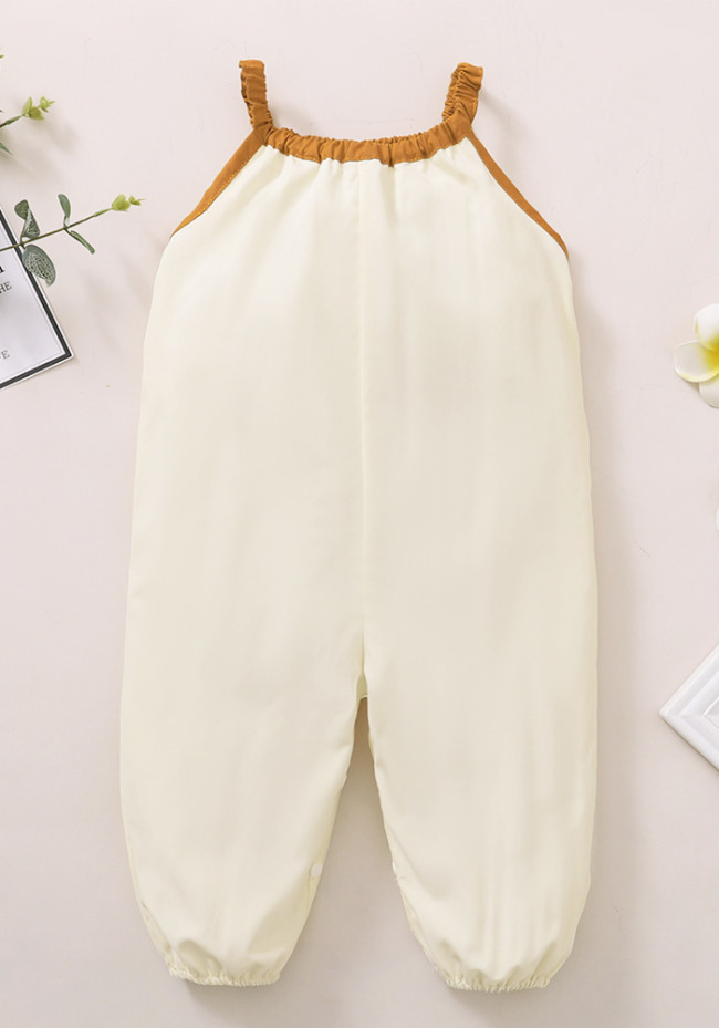 Baby Girl Summer Solid Plain Strap Jumpsuit