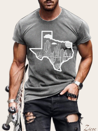 Texas Map With Aztec Pattern S-5XL Oversized Men's Short Sleeve T-Shirt Plus Size Casual Loose Shirt