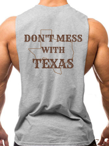 Don't Mess With Texas Men's Tank Loose Side Slit Shirt  Sleeveless Summer Hot  Cotton Shirt For Texans