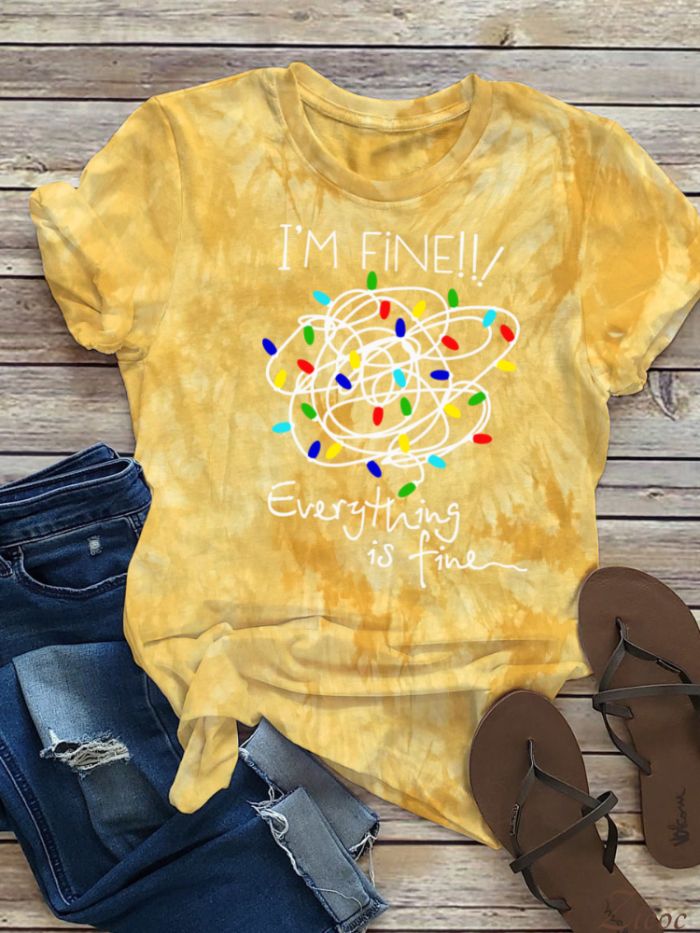 I'am Fine Everything is Fine Boutique Oversized Boyfriend Tie Dye Tee Couture Fashion