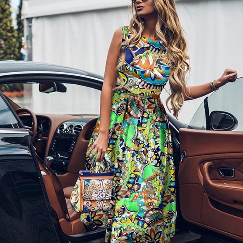 Vacation Long Sleeve Printed Dress