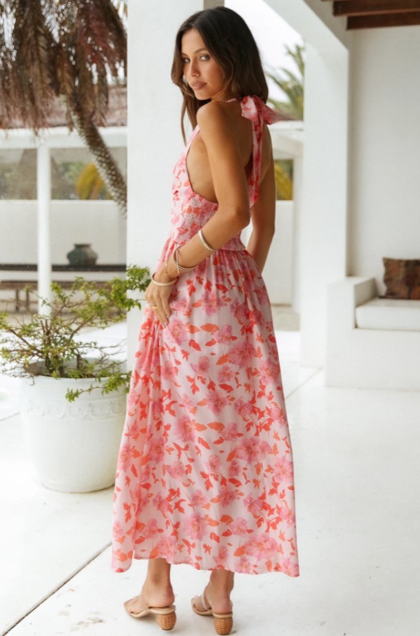 Printed Backless Vacation Dresses