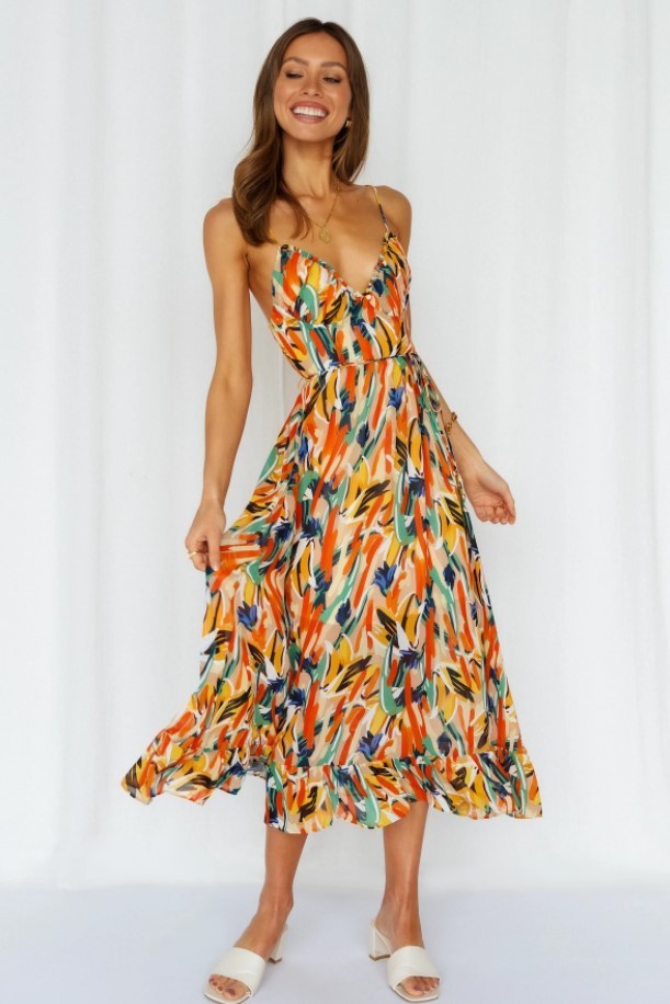 Sexy Off-the-Shoulder Boho Sling Print Vacation Dresses
