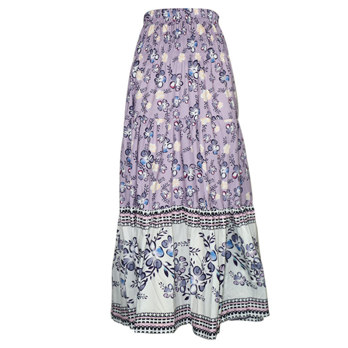 Women's Printed Elastic High Waist Skirt