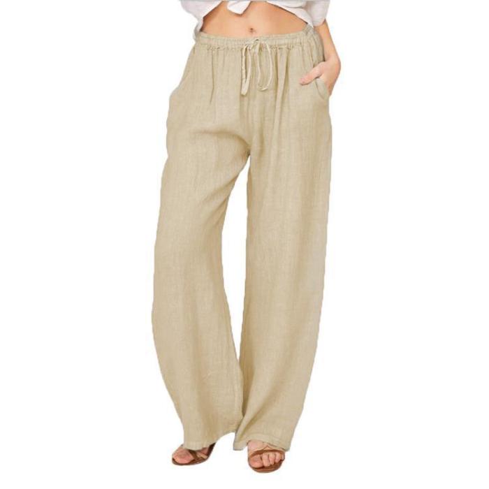 Ladies Loose Cotton Linen Casual Trousers Pants