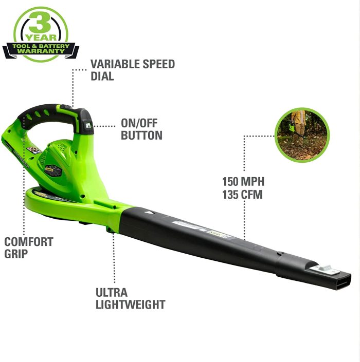 Greenworks 40V 19  Brushless Cordless Electric Lawn Mower, Sweeper, 4.0Ah Battery and Charger