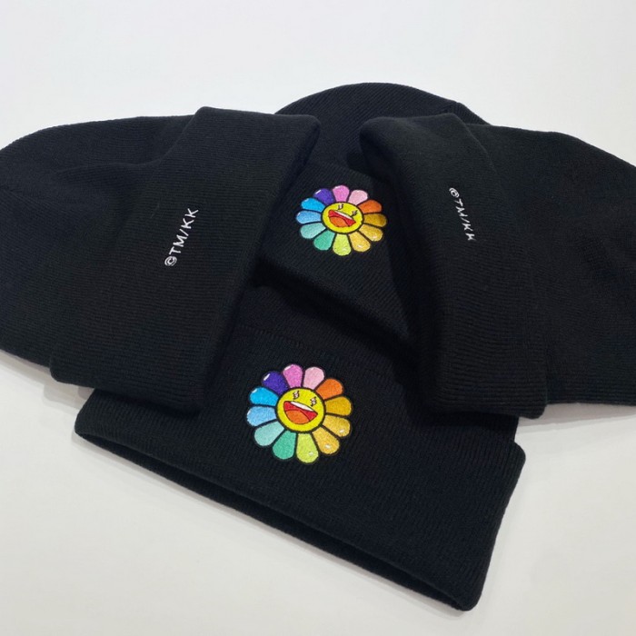 J Balvin X Takashi Murakami black Knitted hat HFYMMZ040