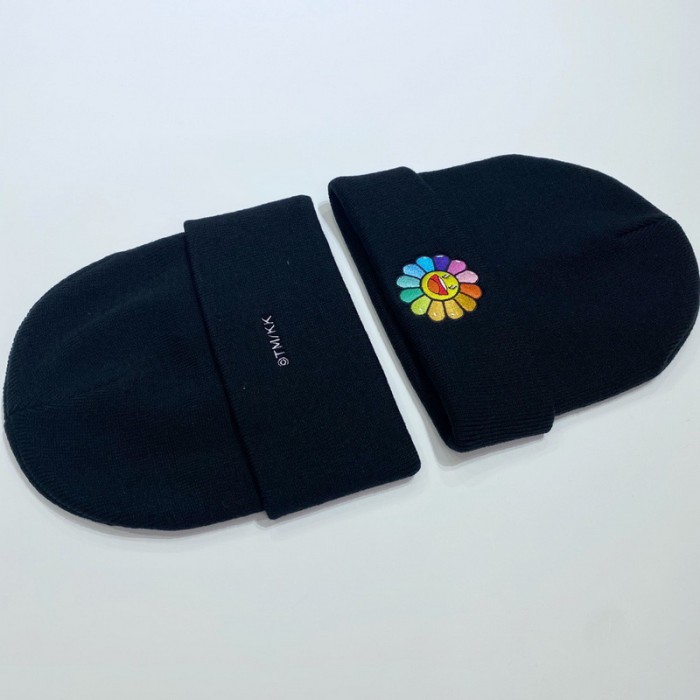J Balvin X Takashi Murakami black Knitted hat HFYMMZ040