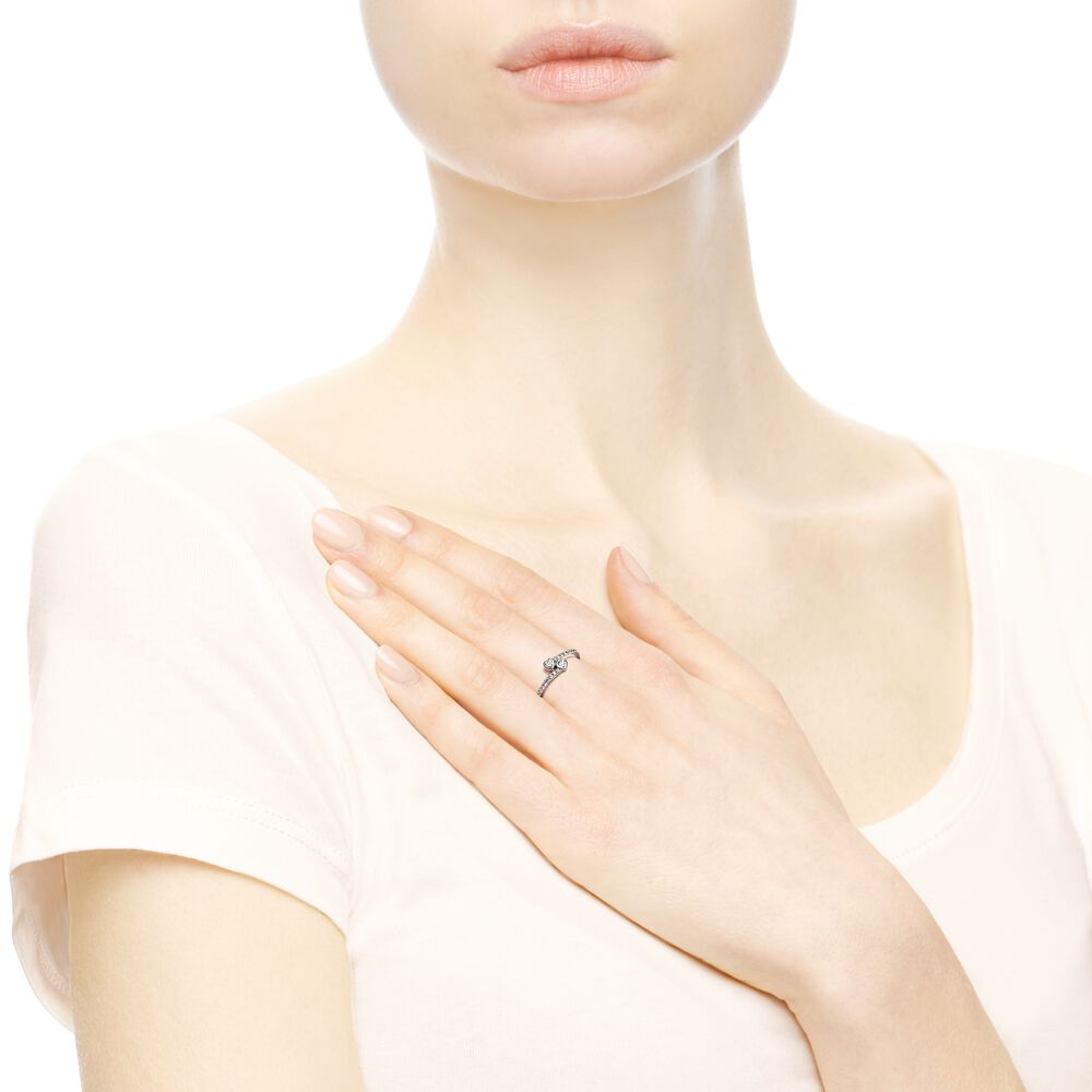 US$ 11.99 - Two Sparkling Hearts Ring 