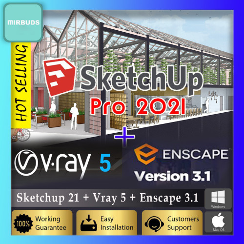SketchUp Pro 2021 - 2022 V22  (x64) + V-ray 5.2 + Enscape 3.2 December 21 Update | Can Access Warehouse - Full Version