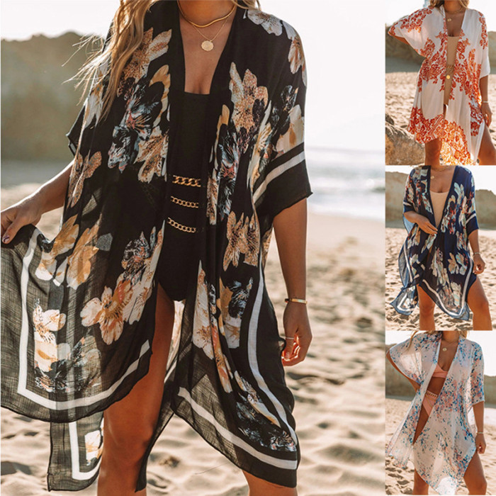 2022 Printed chiffon beach cover ups