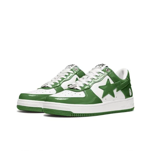 A BATHING APE BAPE STA PATENT LEATHER GREEN WHITE 1I70-191-002