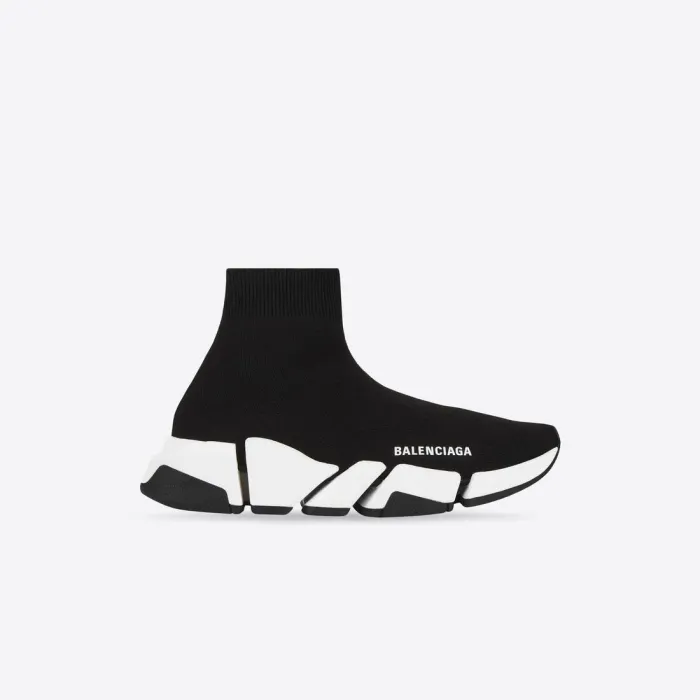 Women's Speed 2.0 Recycled Knit Sneaker Bicolor Sole in Black/wh 617196W2DB21015