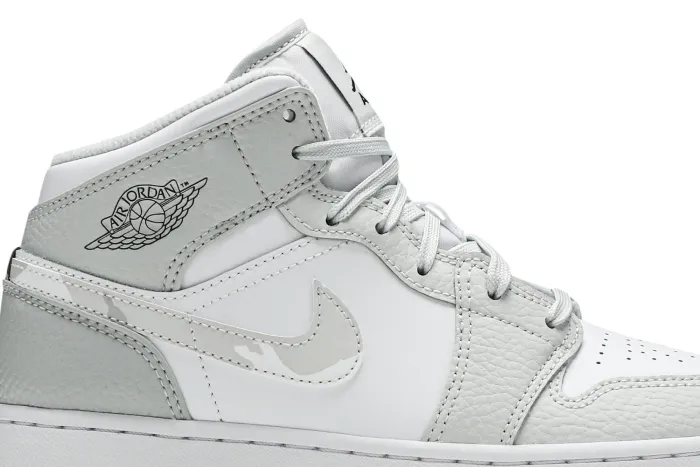 Air Jordan 1 Mid SE GS Swoosh Logo - Grey Camo DD3235-100
