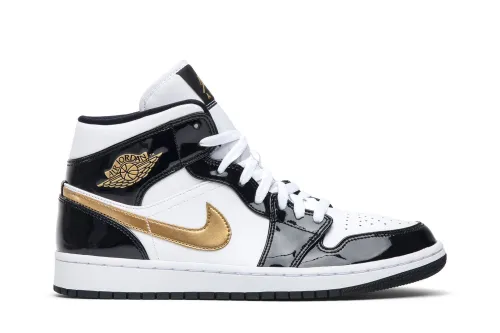 Air Jordan 1 Mid Patent Black Gold 852542-007