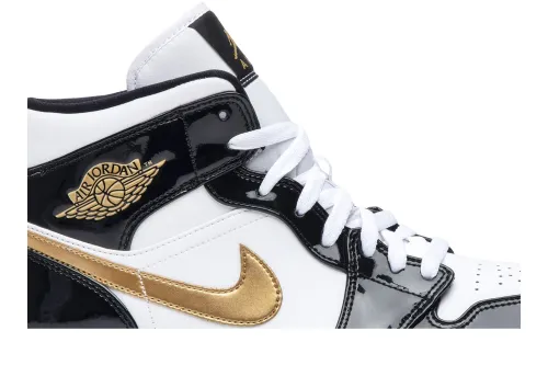 Air Jordan 1 Mid Patent Black Gold 852542-007