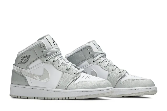 Air Jordan 1 Mid SE GS Swoosh Logo - Grey Camo DD3235-100
