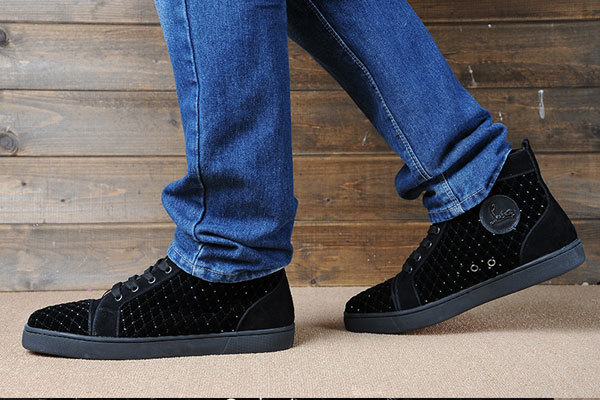 Super Max Perfect Christian Louboutin Strass Mens Flat Suede Black(with receipt)(with receipt)