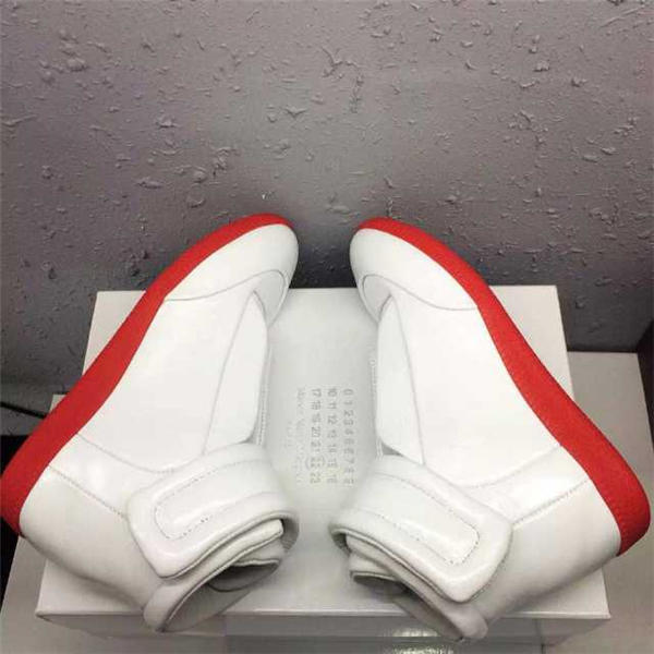 Maison Martin Margiela White Red Leather Future High-Top Sneakers