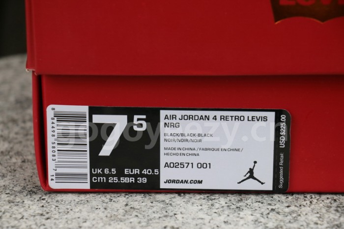 Authentic Levi’s x Air Jordan 4 Black